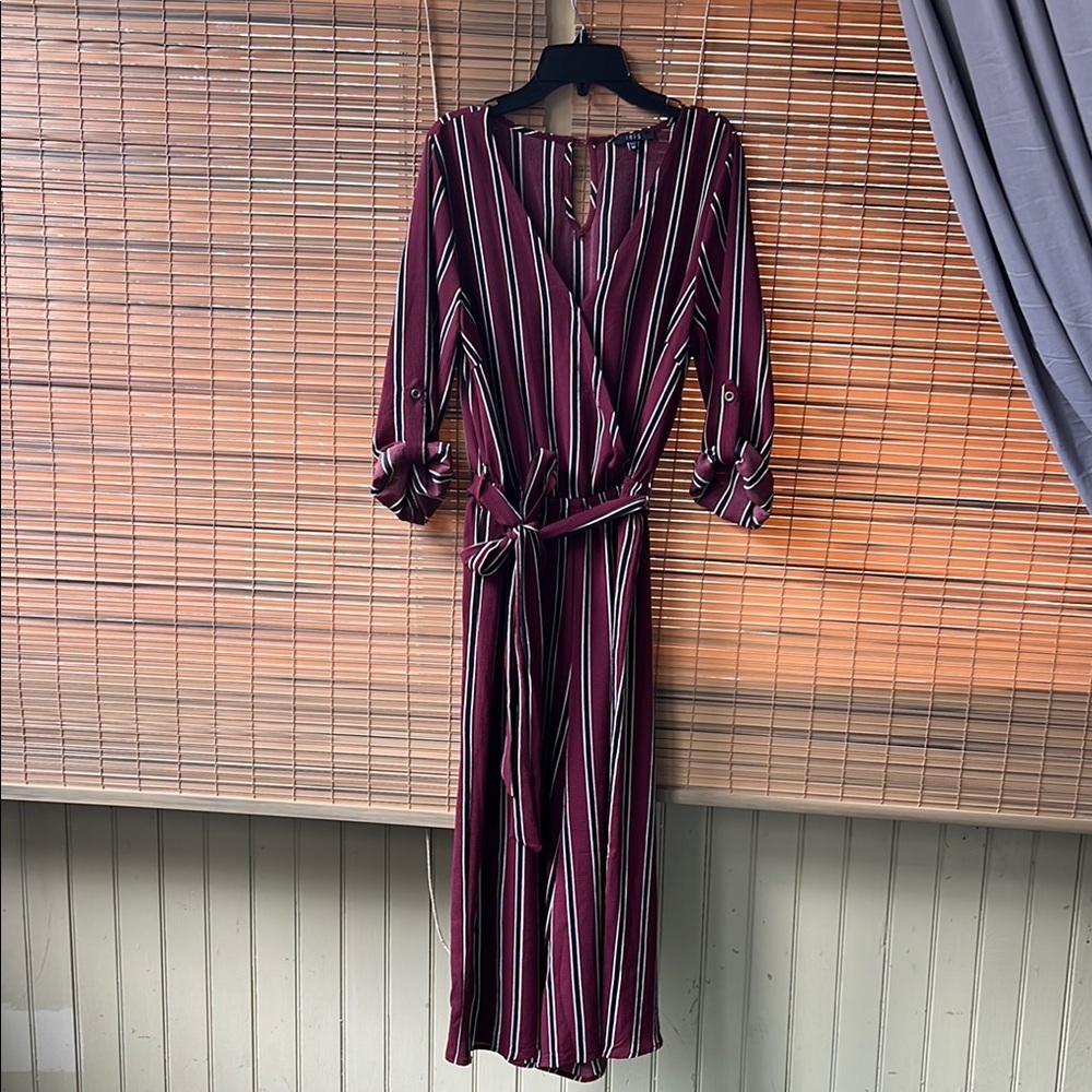 Elegant Striped Burgundy Jumpsuit